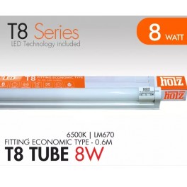 Tubo LED  con base 8 Watts 60 cm vidrio fitting